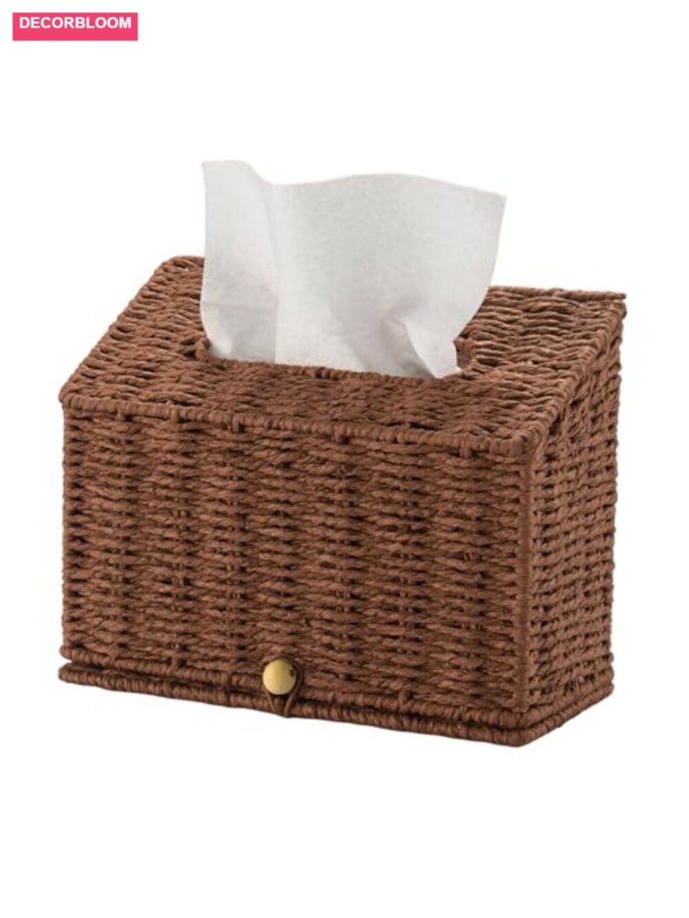 Paper Rope Wicker Tissue Box Cover Slant-Top Hand Towel Holder Bathroom